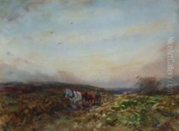Figures In A Moorland Landscape Oil Painting by David Robertson