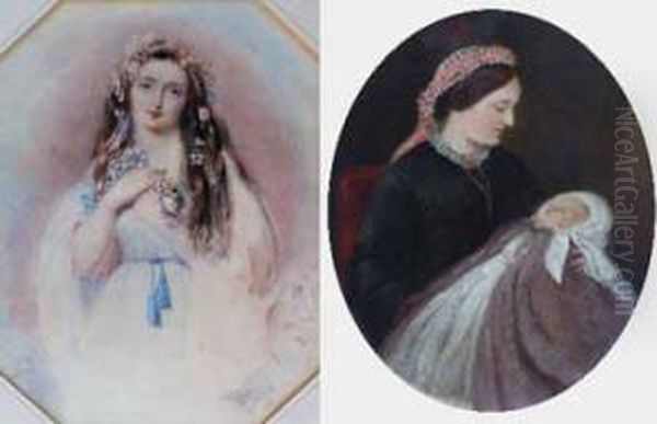 A Mother And Child Oil Painting by Jane E. Robins