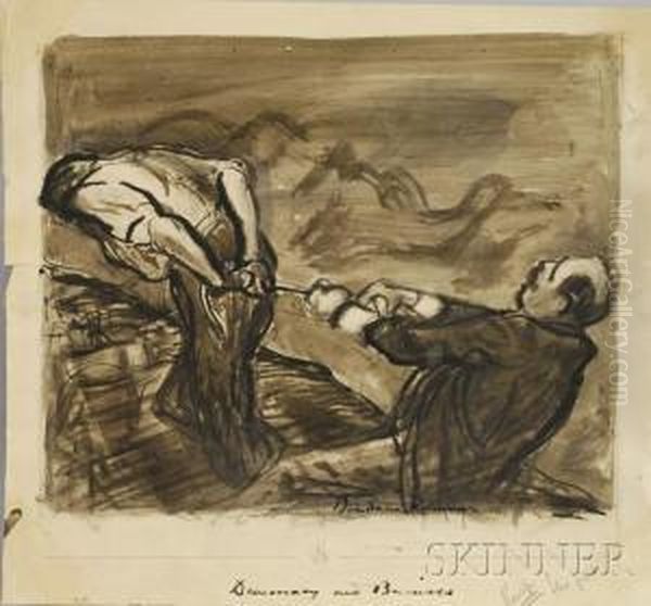 Democracy And Business Oil Painting by Boardman Robinson