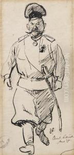 Study Of A Cossack Officer Oil Painting by Boardman Robinson