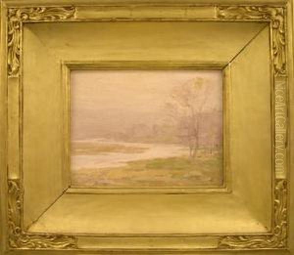 Winter Scene Of
Meandering River Oil Painting by William S. Robinson
