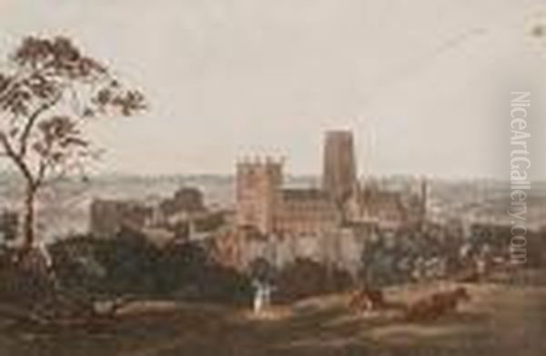 View Of Durham Cathedral And Castle Oil Painting by George Fennel Robson