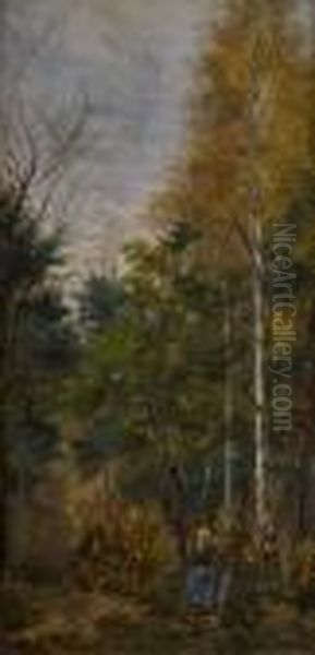 Contadina Al Riposo Sotto Gli Alberi Oil Painting by Leonardo Roda