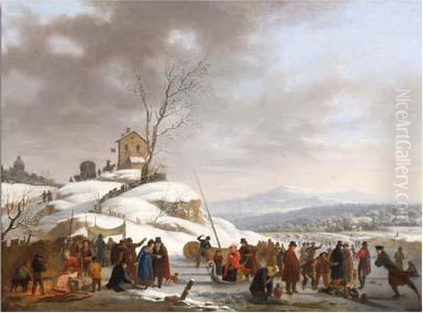 Les Plaisirs De L'hiver Oil Painting by Roehn, Adolphe Eugene Gabriel