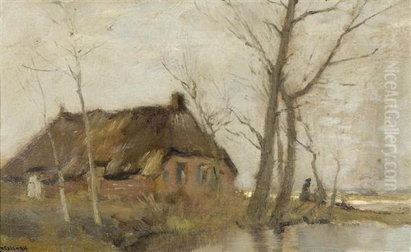 A Seascape With A House Oil Painting by Louis Albert Roessingh