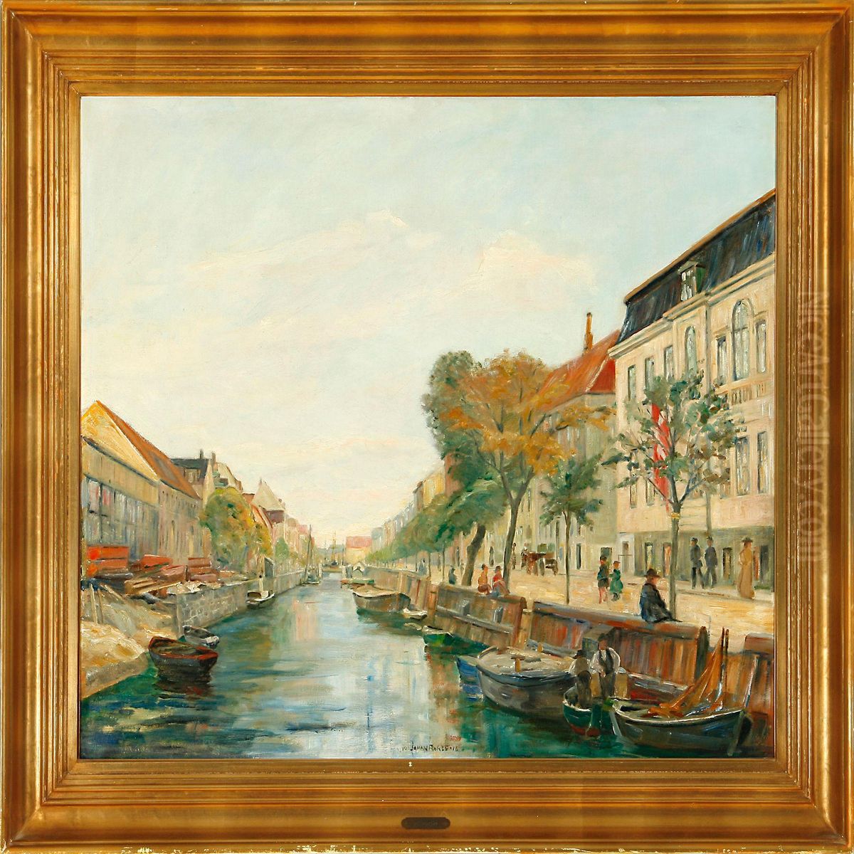 Harbour Scene Fromchristianshavn, Denmark Oil Painting by Johan Rohde