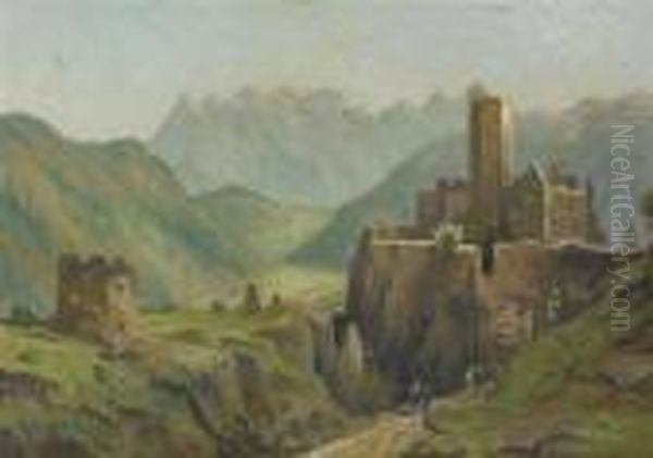 Landscape With Ruins. Oil Painting by Karl Rohrhirsch