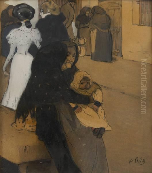 Scene De Faubourg Abarcelone Oil Painting by Pablo, Pau Roig