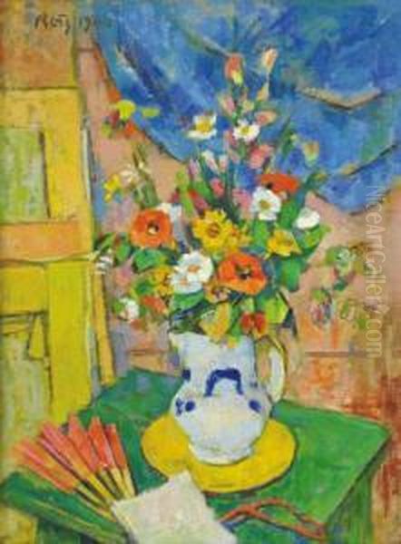 Bodegon Flores Oil Painting by Pablo, Pau Roig