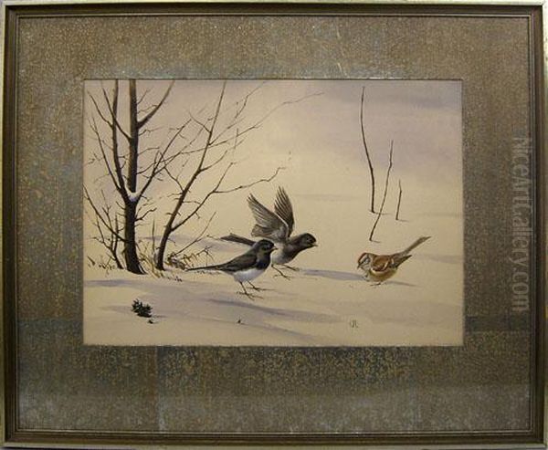 Two Watercolor Bird Portraits Oil Painting by Conrad Roland