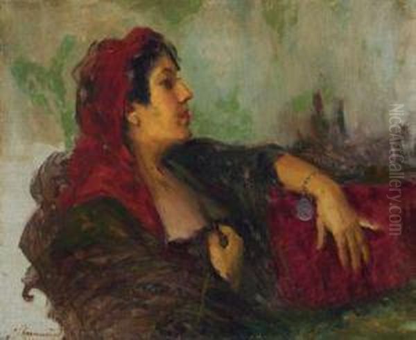 Lady Oil Painting by Leopoldo Romanach