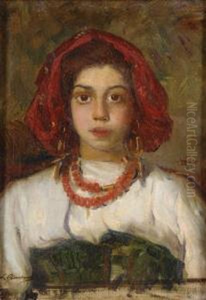 Sudamerikanisches Madchen. Oil Painting by Leopoldo Romanach