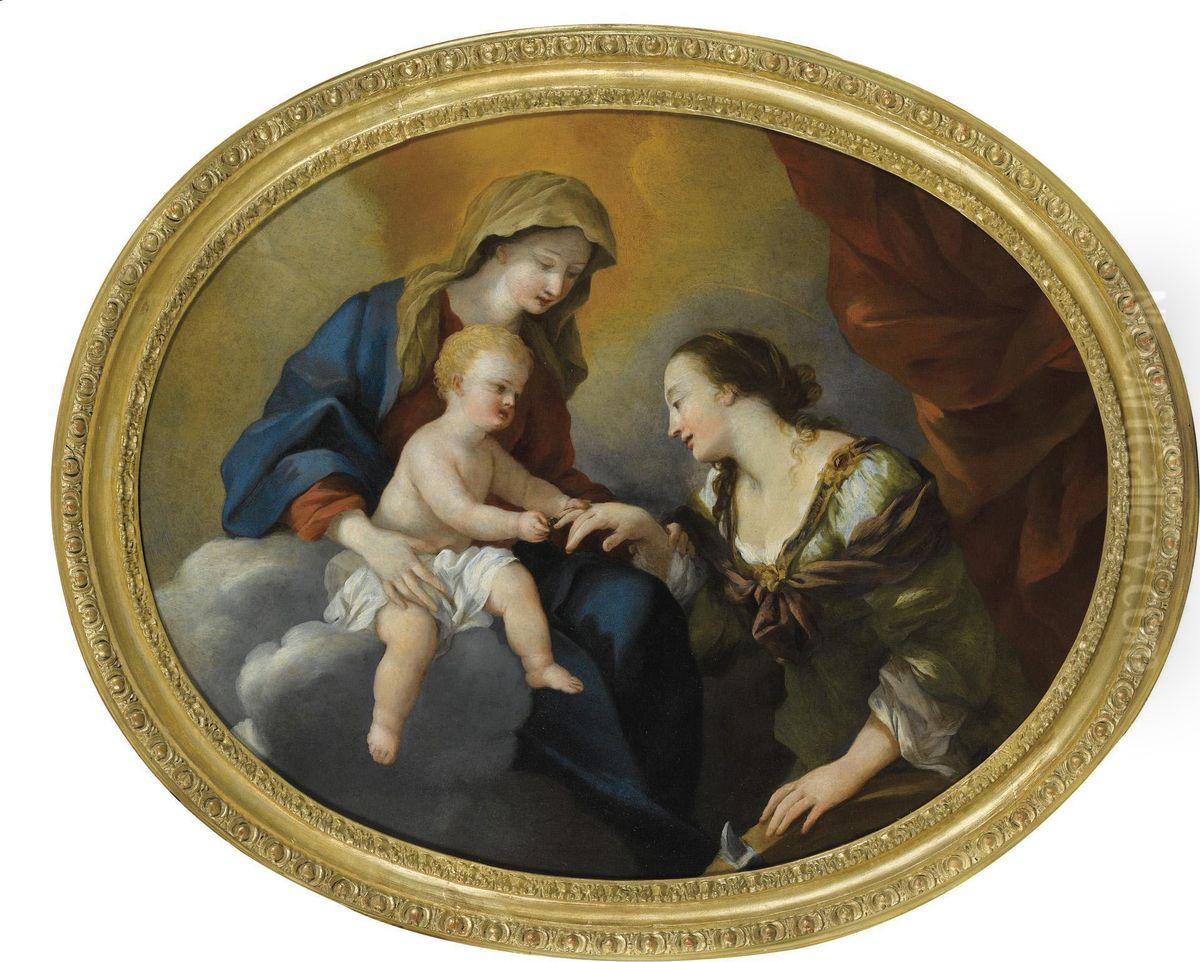 Le Mariage Mystique De Sainte Catherine Oil Painting by Giovanni Francesco Romanelli