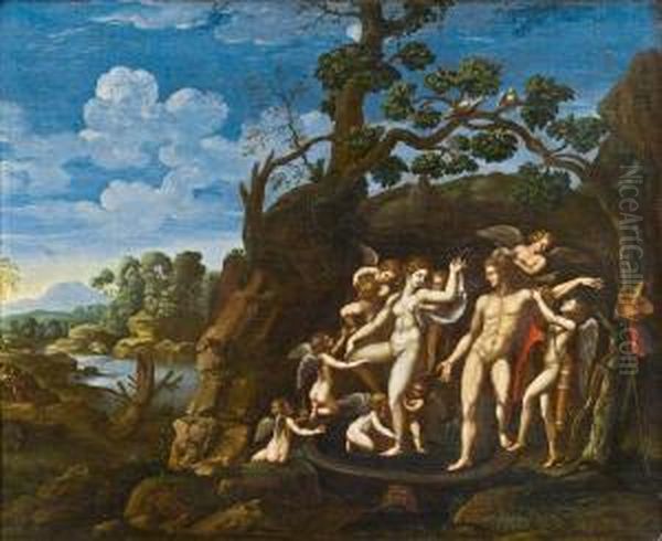 Venus Und Mars Im Bade Oil Painting by Giulio Romano (Orbetto)