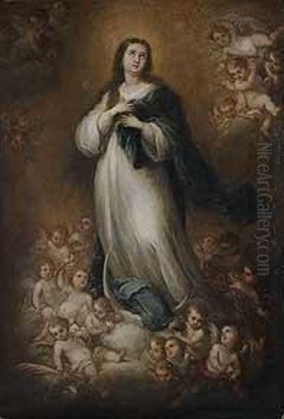 Inmaculada Concepcion Oil Painting by Jose Maria Romero Lopez