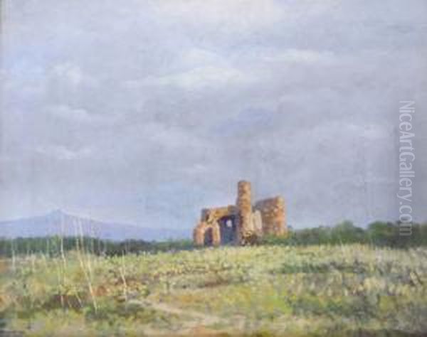 Campagna Romana Lungo La Via Appia Oil Painting by Giuseppe Rondini