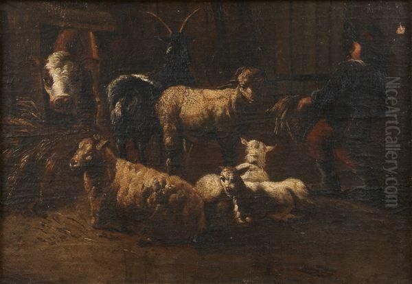 Interieur D'etable Oil Painting by Philipp Peter Roos