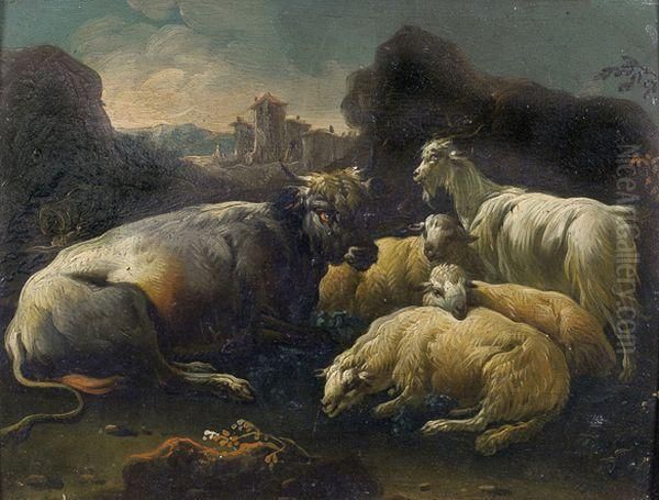 Paysage Au Troupeau Oil Painting by Philipp Peter Roos