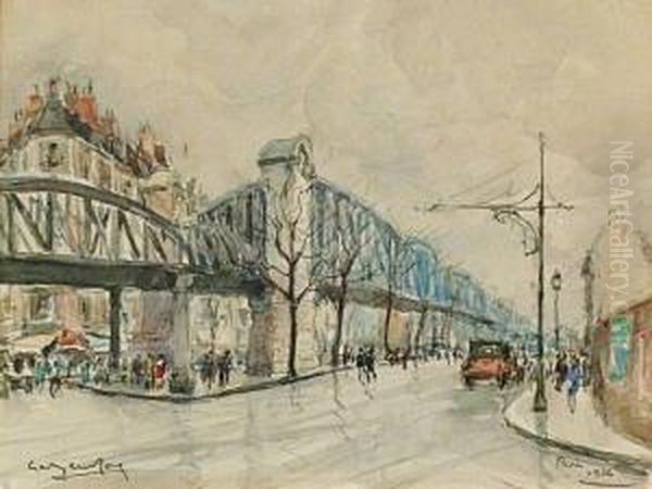 Vue De Paris Oil Painting by Georges Rose