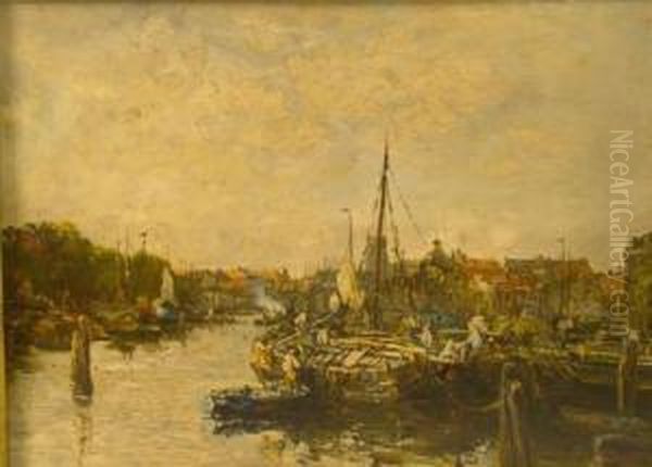 Harbour Scene Oil Painting by Georges Rose