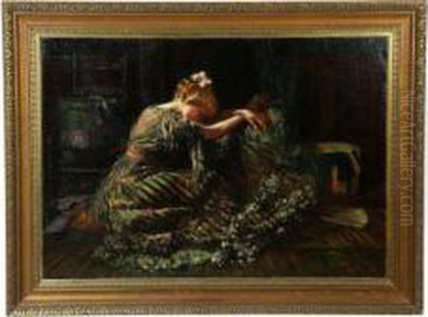 Interior Scene With Woman Oil Painting by Harry Herman Roseland