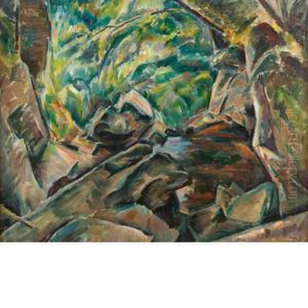 Rocks And Trees Oil Painting by Charles Rosen