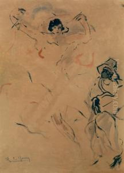 Danseuse Et Musicien Oil Painting by Ernest Rosen