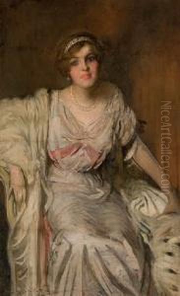 Portrait D'une Elegante Oil Painting by Ernest Rosen