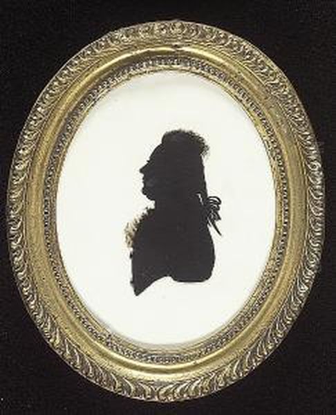 A Silhouette Of A Gentleman, Called Joseph Ward, Profile To The Left, Wearing Coat And Frilled Cravat, His Hair In A Pigtail Oil Painting by Charles Rosenberg