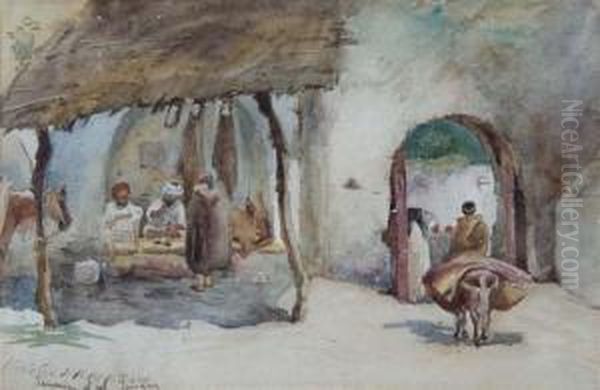 Arab Scene In Tangier Oil Painting by Christina Ross