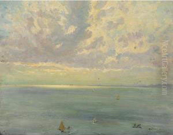 Marina Al Tramonto Oil Painting by Romano Rossini