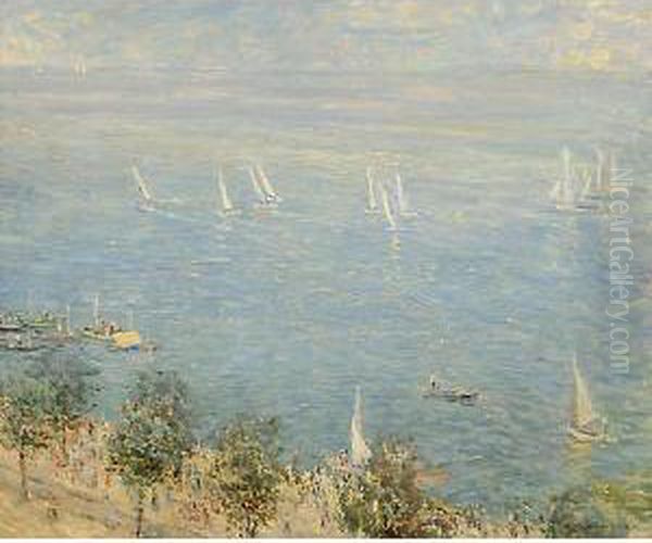 Barcola, Piccola Regata Oil Painting by Romano Rossini