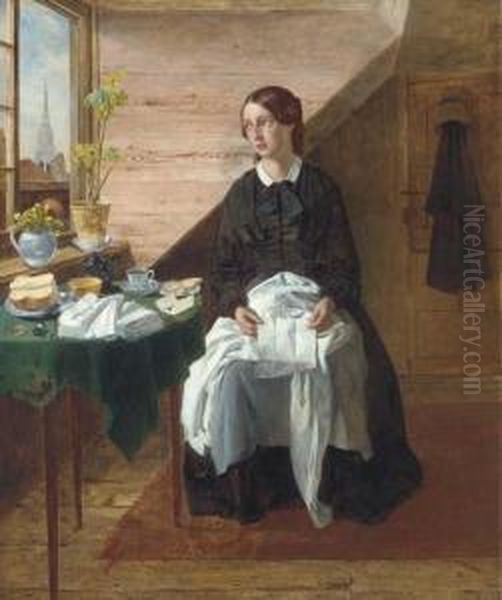 The Song Of The Shirt Oil Painting by Charles Rossiter