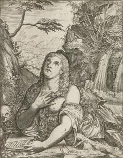 The Penitent Magdalene Oil Painting by Martino Rota Dalmatia