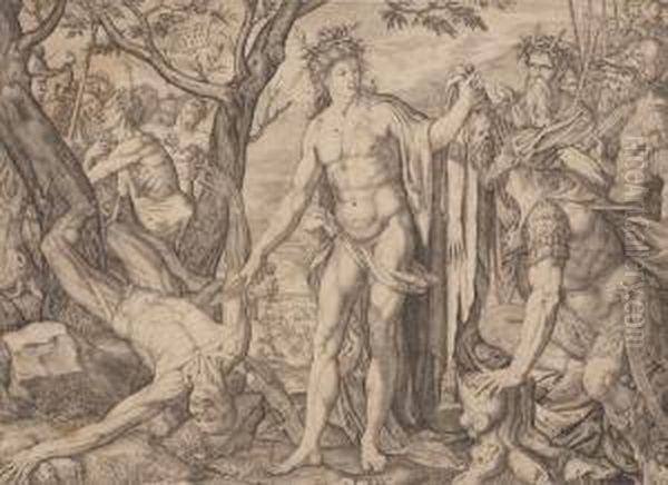 Apoll Schindet Marsyas Oil Painting by Martino Rota Dalmatia