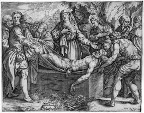 Grablegung Oil Painting by Martino Rota Dalmatia