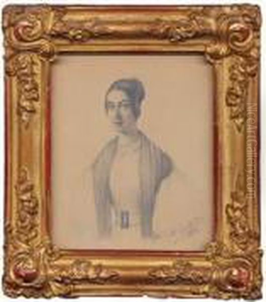 Portrait De Jeune Femme Oil Painting by Benjamin Roubaud