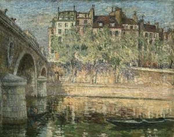 Quai De La Seine Oil Painting by Alphonse Roubichon