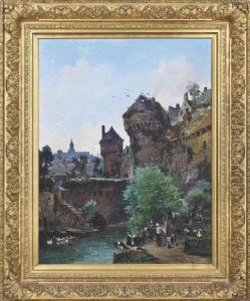 Chateau De Fougeres, Bretagne Oil Painting by Gaston-Marie-Anatole Roullet