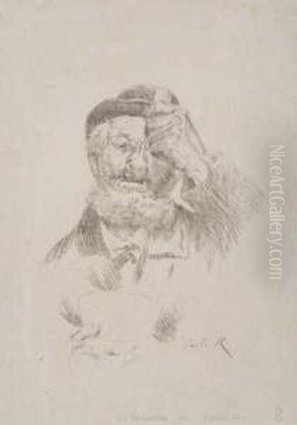 A Bearded Man Eating Soup Oil Painting by Jean-Jacques Rousseau