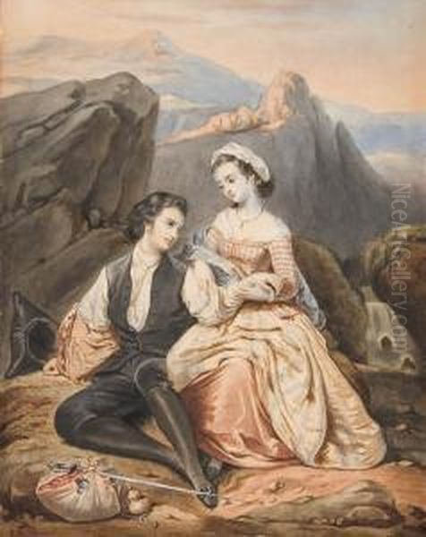 A Romantic Outing Oil Painting by Roussel, Paul Marie