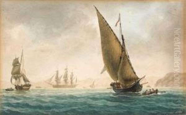 Navire Dans La Baie De Marseille Oil Painting by Antoine Ii Roux