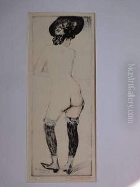 Femme Se Decouvrant De Dos Oil Painting by Joseph-Victor Roux-Champion