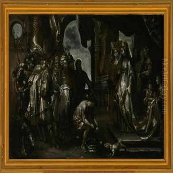 Queen Tomyris Receiving The Head Of Cyrus Oil Painting by (studio of) Rubens, Peter Paul