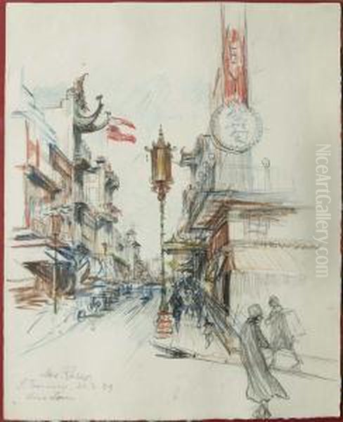 San Francisco-china Town Oil Painting by Ferdinand Rubes