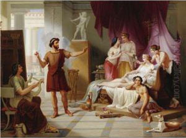 Apelle E Pancaspe Oil Painting by Louis, Lewis Hubner