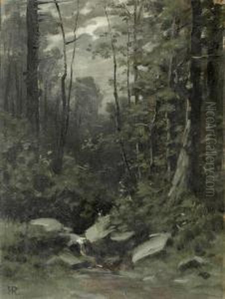 Forest In Moonlight Oil Painting by Hermann Rudisuhli