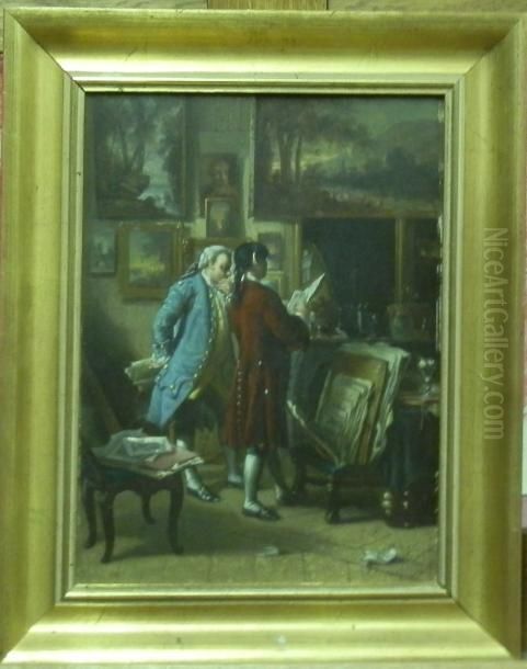 L'amateur D'art Oil Painting by A. Rueff