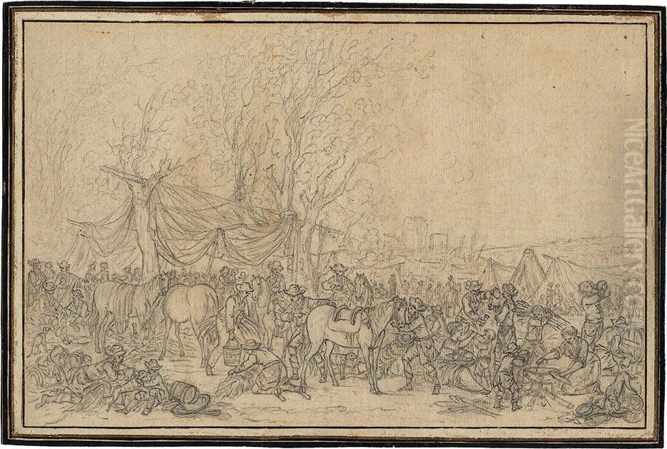 Rastende Soldaten Vor Einem Stadttor Oil Painting by Rugendas, Georg Philipp I