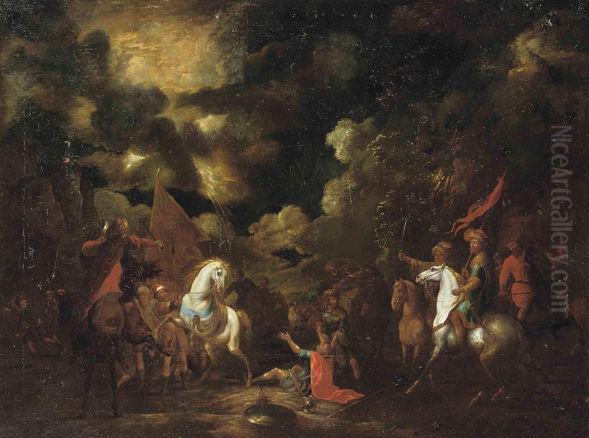 The Conversion Of Saint Paul On The Road To Damascus Oil Painting by Georg Philipp Rugendas I